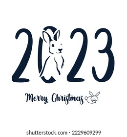 Traditional Chinese calendar 2023 year. Year of the black water rabbit. Happy new year holiday card