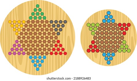 Traditional Chinese Checkers. Large and small sizes. Editable vector set