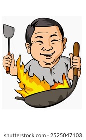 Traditional Chinese Chef vector image cartoon logo