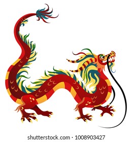 Traditional chinese Dragon, ancient symbol of asian or china culture, decoration for new year celebration, mythology animal vector illustration, idea for tattoo design