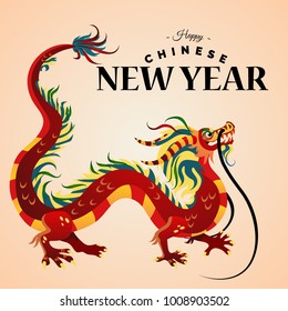 Traditional chinese Dragon, ancient symbol of asian or china culture, decoration for new year celebration, mythology animal vector illustration, idea for tattoo design