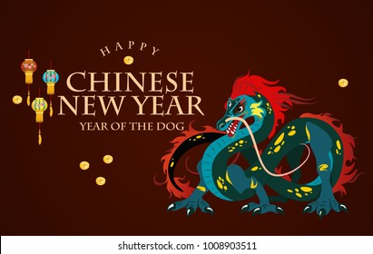 Traditional chinese Dragon, ancient symbol of asian or china culture, decoration for new year celebration, mythology animal vector illustration, idea for tattoo design