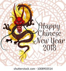 Traditional chinese Dragon, ancient symbol of asian or china culture, decoration for new year celebration, mythology animal vector illustration, idea for tattoo design