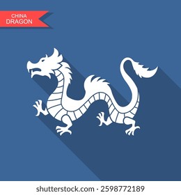 Traditional Chinese dragon. Cut out icon. Vector Illustration