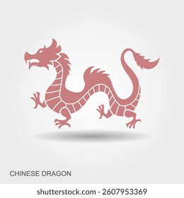 Traditional Chinese dragon. Cut out icon. Flat vector icon with shadow