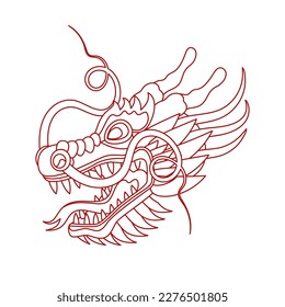 Traditional chinese dragon head. Zodiac sign. Sacred animal, a symbol of goodness and power. Asian, japanese mascot and tattoo or T-shirt vector illustration.