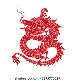 Traditional chinese Dragon. Isolated on white background for card design print media or festival. China lunar calendar animal happy new year. Vector Illustration.