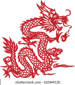 Traditional Chinese dragon paper-cut art