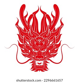 Traditional chinese Dragon red zodiac sign isolated on white background for card design print media or festival. China lunar calendar animal happy new year. Vector Illustration.