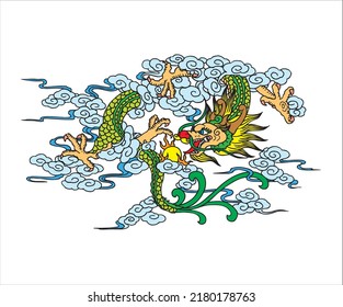 traditional chinese dragon vector with white background