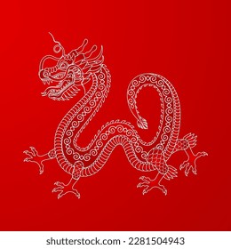 Traditional chinese dragon. Zodiac sign. Sacred animal, a symbol of goodness and power. Asian, japanese mascot and tattoo or T-shirt vector illustration.