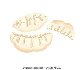 Tradicional chino dumplings Jiaozi con Ilustración vectorial de carne molida aislado sobre fondo blanco