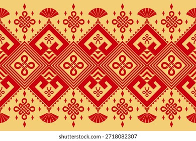 Traditional Chinese geometric seamless pattern for textile and fabric production. Suitable for industrial printing, fashion manufacturing, upholstery, and large-scale surface design.