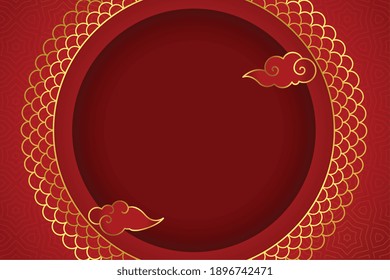 Traditional chinese greeting with cloud on red background 