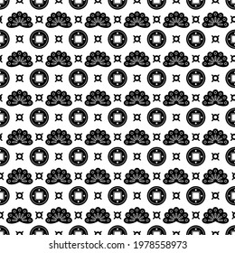 Traditional chinese, japanese vector seamless patterns. Golden chinese geometrical and floral ornaments on white background. Decorative Asian wallpaper. Oriental background for new year greeting card.