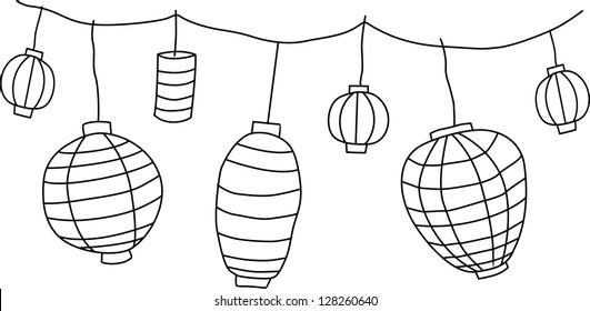  Traditional chinese lamp Vector Illustration.