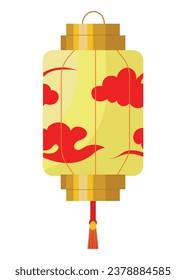 Linterna tradicional china, decorada con nubes. Rayo al aire libre festivo, ilustración vectorial aislada