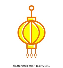 Traditional Chinese lantern in a flat style .icon isolation on a white background to use