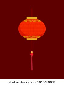 Traditional Chinese lantern on red background, template,vector illustration.