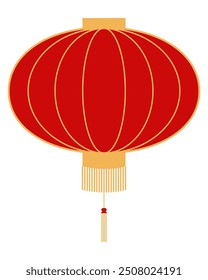 Traditional Chinese lantern, palace lantern illustration. Isolated vector element. Line art style design. Festive holiday clip art. Mid Autumn Festival, Lunar New Year card, banner, poster, decor