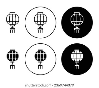 Traditional chinese lantern vector icon set in black color. Suitable for apps and website UI designs