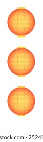 Traditional Chinese lanterns, palace lanterns hanging illustration. Isolated vector. Flat style design. Festive holiday clip art. Mid Autumn Festival, Lunar New Year card, banner, poster element