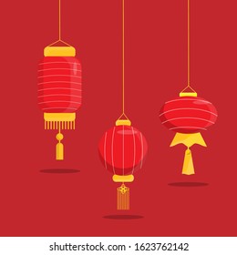 Traditional Chinese lanterns with a shadow below.