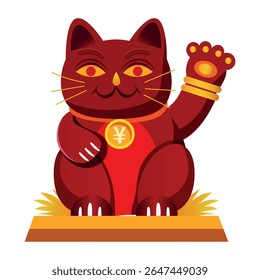 Traditional chinese lucky cat, flat style illustration