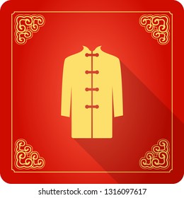 Traditional Chinese Man's Clothing Icon, Flat Design