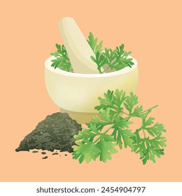 Traditional Chinese medicine mugwort leaves ground into powder