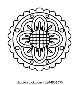 Traditional Chinese moon cake, Happy Mid Autumn Festival cakes have different patterns. Line vector illustration isolated on white background