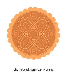 Traditional Chinese moon cake, Happy Mid Autumn Festival cakes have different patterns. Vector illustration isolated on white background