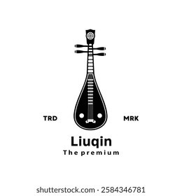 Traditional Chinese musical instrument logo illustration, liuqin silhouette