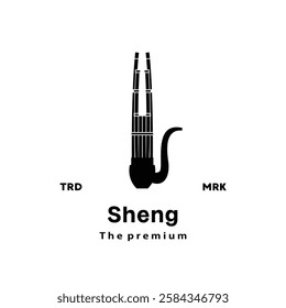 Traditional Chinese musical instrument logo illustration, sheng silhouette