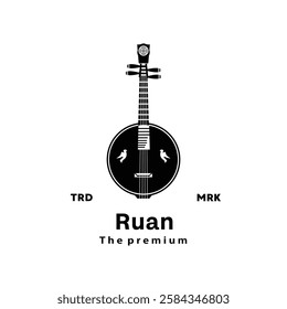 Traditional Chinese musical instrument logo illustration, ruan silhouette