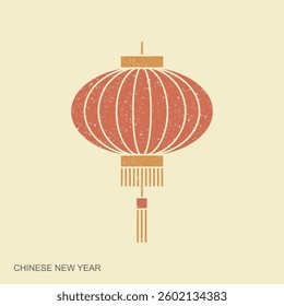 Traditional Chinese paper lanterns. Flat retro style icon. Vector Illustration