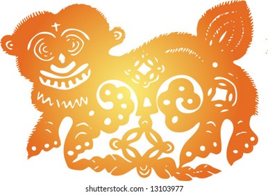 Traditional Chinese Paper-cut, pasted on window at spring festival or when couple get married, very Popular in Northwest China, as a culture passed down for generations