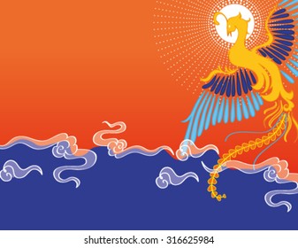 Traditional chinese phoenix vector background