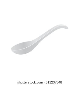 Traditional Chinese porcelain soup spoon. flat vector illustration isolate on a white background. easy to use