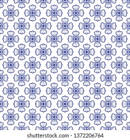 Traditional Chinese porcelane seamless pattern. Abstract background. Blue and white colors.