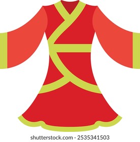 Traditional Chinese Red Dress Icon Representing Elegance, Cultural Heritage, and Festive Celebration, Perfect for Highlighting Fashion, Festivals, and Symbolic Attire with a Beautiful and Vibrant