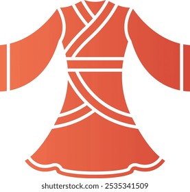 Traditional Chinese Red Dress Icon Representing Elegance, Cultural Heritage, and Festive Celebration, Perfect for Highlighting Fashion, Festivals, and Symbolic Attire with a Beautiful and Vibrant