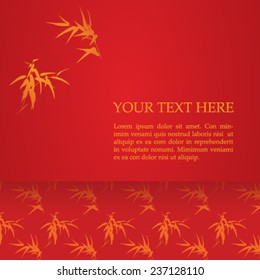 Traditional Chinese red and gold bamboo horizontal banner with space for text 