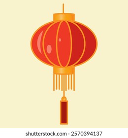 Traditional Chinese red lantern with a golden tassel flat vector illustration. Perfect for Chinese New Year, Lunar New Year, and Asian-themed designs.