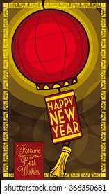 Traditional Chinese red lantern illuminated the New Year night.