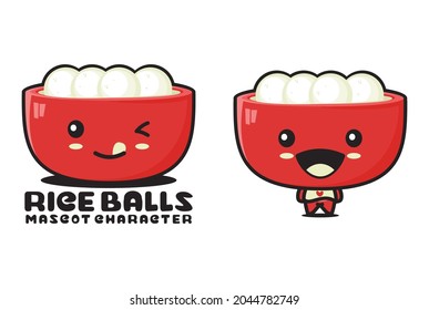 traditional chinese rice ball mascot, chinese food vector illustration, suitable for logos, packaging labels, stickers, etc.
