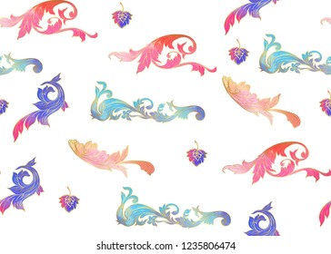 Traditional Chinese seamless pattern, ornament. Colored vector illustration. Isolated on white background.
