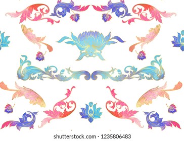 Traditional Chinese seamless pattern, ornament. Colored vector illustration. Isolated on white background.
