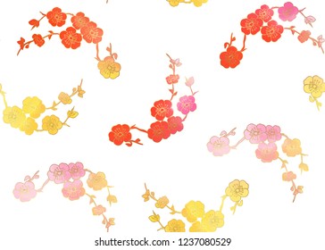 Traditional Chinese seamless pattern, ornament. Colored vector illustration. Isolated on white background.
