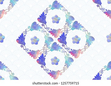 Traditional Chinese seamless pattern, ornament. Colored vector illustration. 
